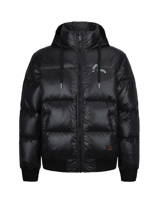 Kamon Brocade Appliqué Down Jacket Zippered Jacket Buttoned Jacket Snapped Jacket