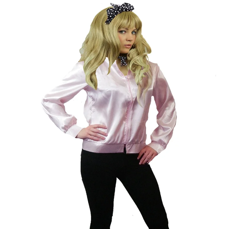 Ladies Pink 1950's Jacket + Scarf Zip Front Button Front Snap Front