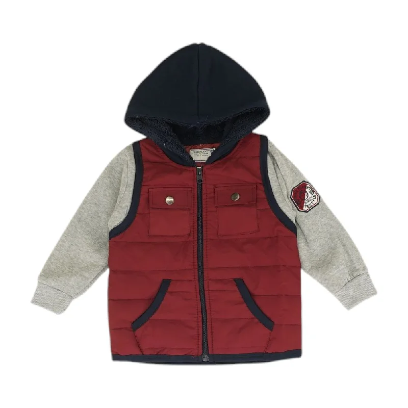 Maroon Color Block Lightweight Jacket Mesh Jacket Canvas Jacket Denim Jacket