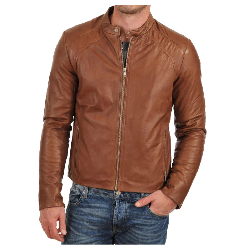 Brown Leather Jacket Mens | Bomber Biker Tan Leather Jacket Jacket Blazer Coat