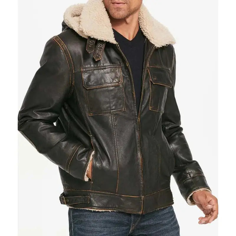 Waxed Hooded Aviator Men's Brown Jacket Tiered Jacket Buttoned Jacket Zippered Jacket Waxed Hooded Aviator Men's Brown Jacket Tiered Jacket Buttoned Jacket Zippered Jacket