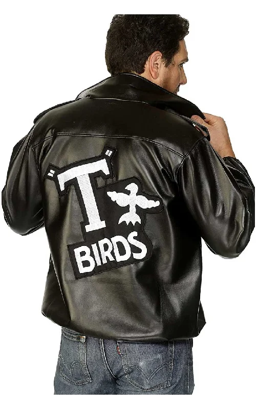 Mens Grease T Bird Jacket Costume Tiered Jacket Buttoned Jacket Zippered Jacket