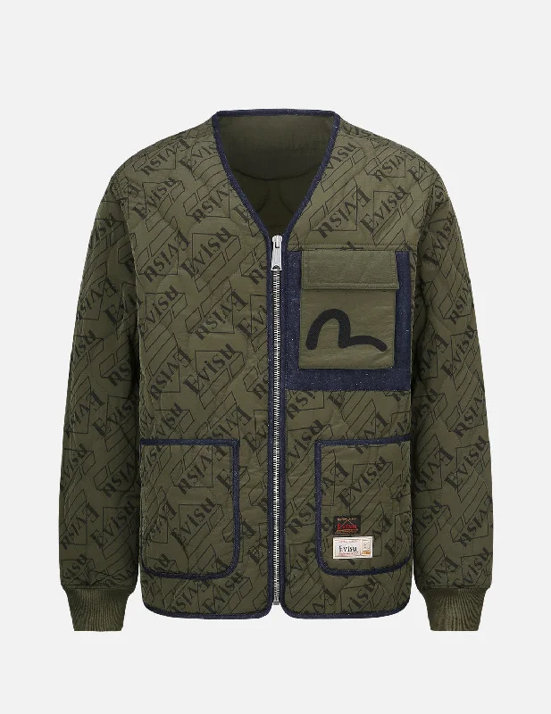 Monogram Print Liner Jacket Satin Jacket Silk Jacket Chiffon Jacket
