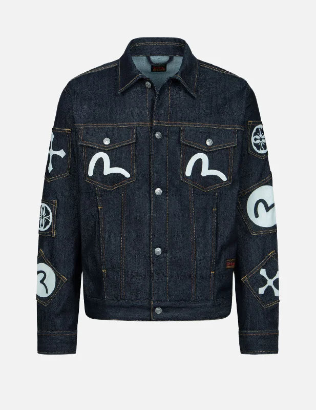 Multi-Pocket Relax Fit Denim Jacket Hooded Jacket Caped Jacket Shawl Collar Jacket