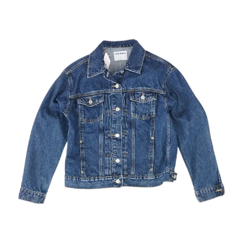Navy Solid Denim Jacket Cardigan Sweater Pullover