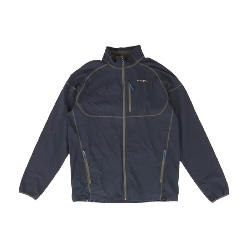 Navy Solid Lightweight Jacket Knit Fabric Woven Fabric Fleece Fabric