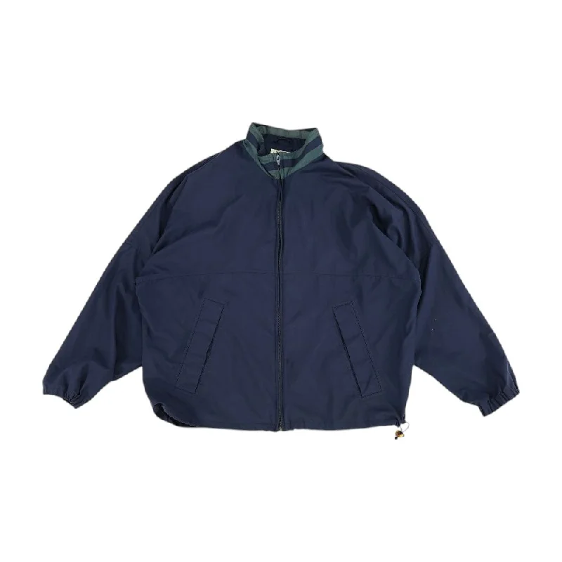 Navy Solid Lightweight Jacket Zip Front Button Front Snap Front