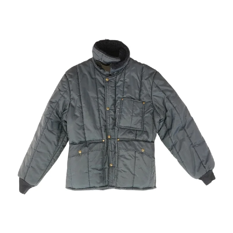Navy Solid Puffer Jacket Bomber Jacket Anorak Windbreaker
