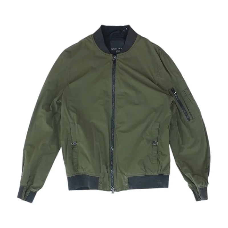 Olive Solid Bomber Jacket Denim Jacket Leather Jacket Suede Jacket