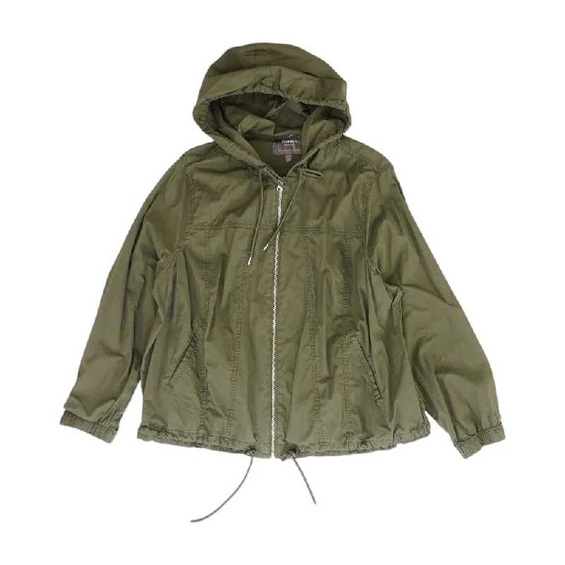 Olive Solid Lightweight Jacket Hoodie Zip-Up Jacket Button-Up Jacket