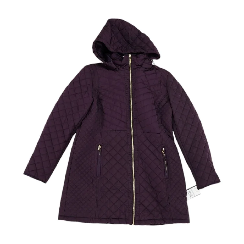 Purple Solid Lightweight Jacket Ribbed Jacket Pleated Jacket Ruffled Jacket