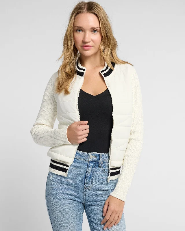 Quilted Zip Front Bomber Jacket Plaid Jacket Tartan Jacket Houndstooth Jacket