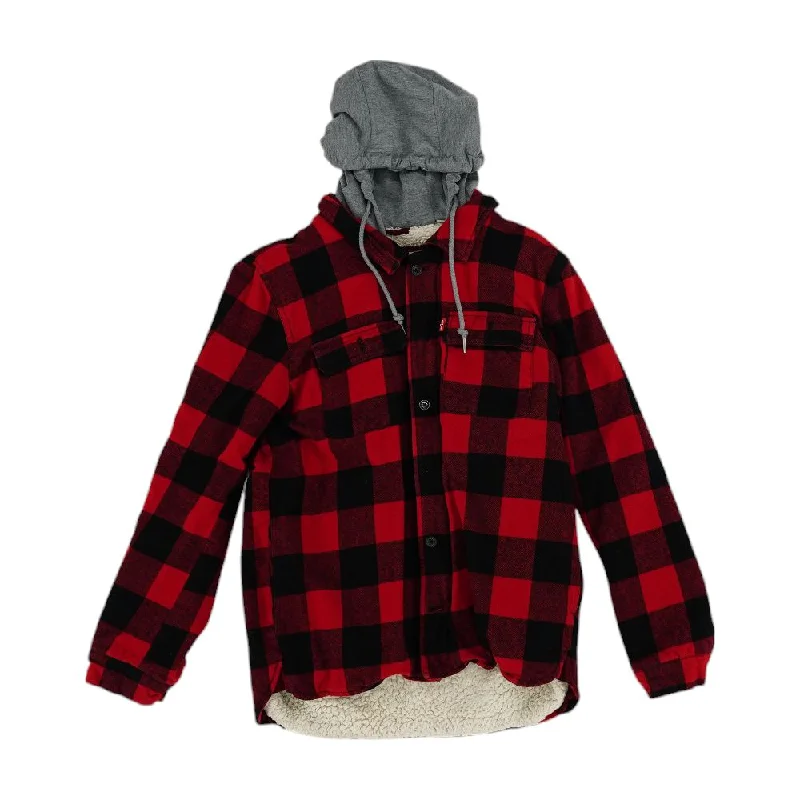 Red Plaid Jacket Oversized Jacket Tailored Jacket Straight Jacket
