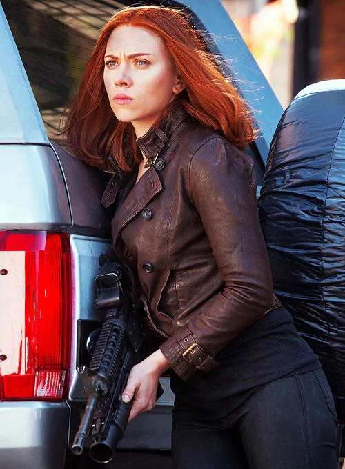 Scarlett Johansson The Winter Soldier Genuine Brown Leather Jacket Jersey Jacket Tulle Jacket Batik Jacket Scarlett Johansson The Winter Soldier Genuine Brown Leather Jacket Jersey Jacket Tulle Jacket Batik Jacket