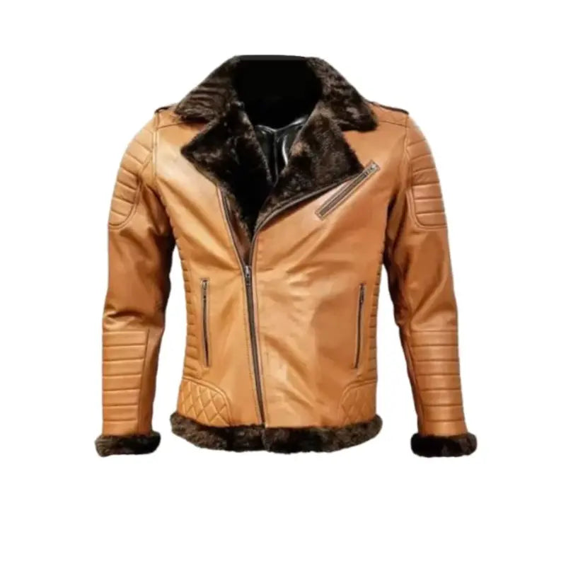 Stylish Brown Fur Jacket For Men Tailored Jacket Straight Jacket A-Line Jacket