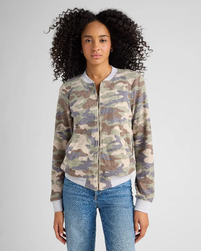 Thermal Knit Camo Bomber Jacket Knit Jacket Woven Jacket Fleece Jacket