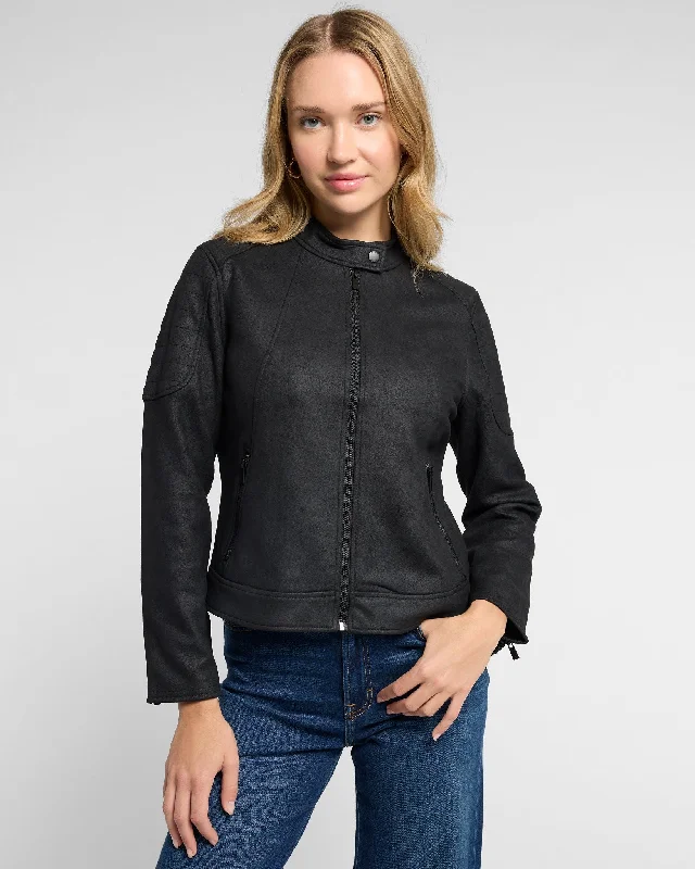 Vegan Leather Biker Jacket Embroidered Jacket Appliqued Jacket Beaded Jacket