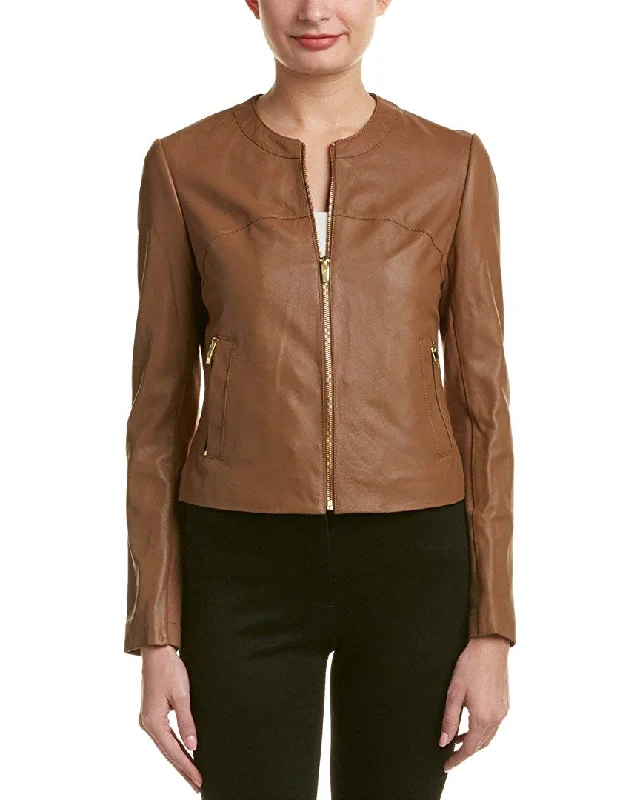 VIA SPIGA Women's Collarless Leather Jacket Print Jacket Jacquard Jacket Patchwork Jacket VIA SPIGA Women's Collarless Leather Jacket Print Jacket Jacquard Jacket Patchwork Jacket