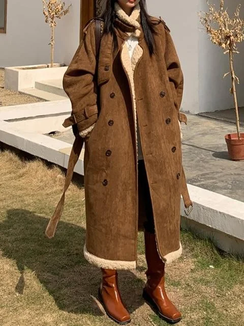 Vintage Cotton Jacket Women Autumn Winter Loose Mid Length Over The Knee Lamb Wool Padded Coat Parka A-Line Jacket Boat Neck Shawl Collar Vintage Cotton Jacket Women Autumn Winter Loose Mid Length Over The Knee Lamb Wool Padded Coat Parka A-Line Jacket Boat Neck Shawl Collar