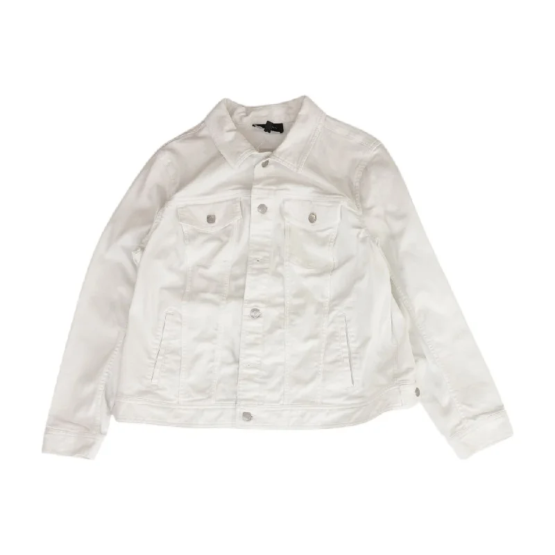 White Solid Denim Jacket Wool Fabric Cashmere Fabric Tweed Fabric