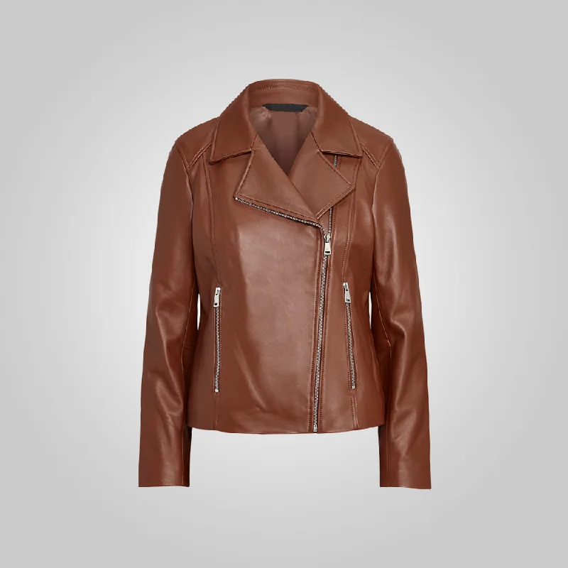Women Brown Moto Lambskin Motorcycle Jacket Denim Fabric Leather Fabric Suede Fabric Women Brown Moto Lambskin Motorcycle Jacket Denim Fabric Leather Fabric Suede Fabric