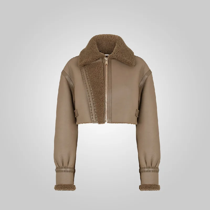 Women Cropped Brown Leather Jacket With Fur Satin Jacket Silk Jacket Chiffon Jacket Women Cropped Brown Leather Jacket With Fur Satin Jacket Silk Jacket Chiffon Jacket