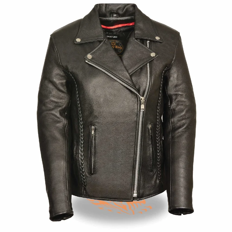 Women’s Black Jacket w/ Braid & Stud Back Detailing Jersey Jacket Tulle Jacket Batik Jacket