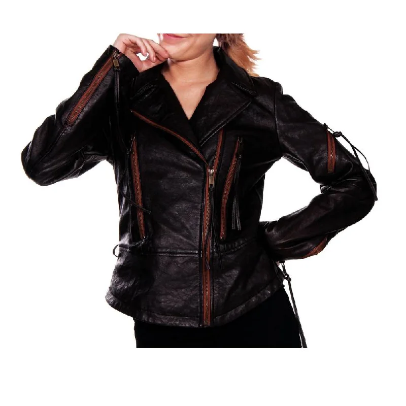 Women Vintage Stripe Leather Motorcycle Jacket Ribbed Jacket Pleated Jacket Ruffled Jacket Women Vintage Stripe Leather Motorcycle Jacket Ribbed Jacket Pleated Jacket Ruffled Jacket