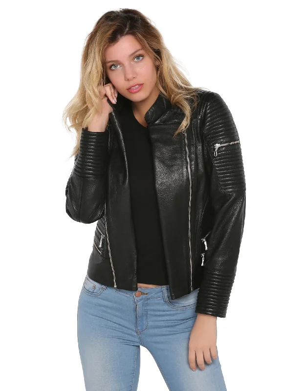 Women's Bomber Black Real Leather Jacket Quilted Jacket Puffer Jacket Insulated Jacket Women's Bomber Black Real Leather Jacket Quilted Jacket Puffer Jacket Insulated Jacket