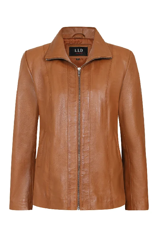 Women's Classic Tan Real Leather Jacket - DEBBIE Notch Collar Jacket Peter Pan Collar Jacket Cowl Neck Jacket Women's Classic Tan Real Leather Jacket - DEBBIE Notch Collar Jacket Peter Pan Collar Jacket Cowl Neck Jacket
