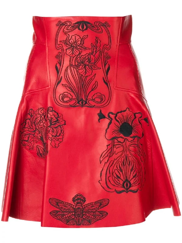 embroidered A-line skirt midi skirt versatile