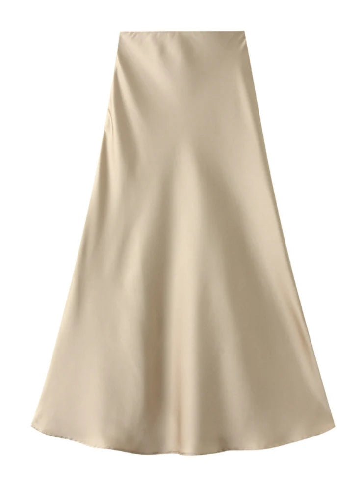 SATIN FISHTAIL HIGH WAIST SKIRT lightweight skirt design