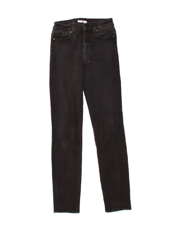7 FOR ALL MANKIND Womens Skinny Jeans W26 L30 Black Cotton Comfortable Stretch Fit Jeans
