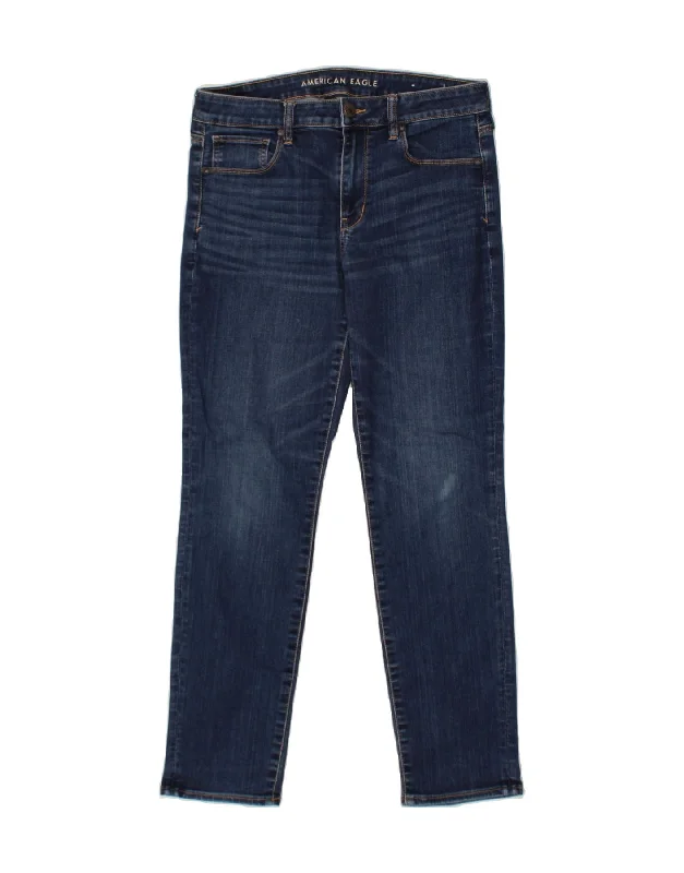 AMERICAN EAGLE Womens Slim Jeans US 12 Large W32 L29 Blue Cotton Cozy Stretch High-Waist Jeans