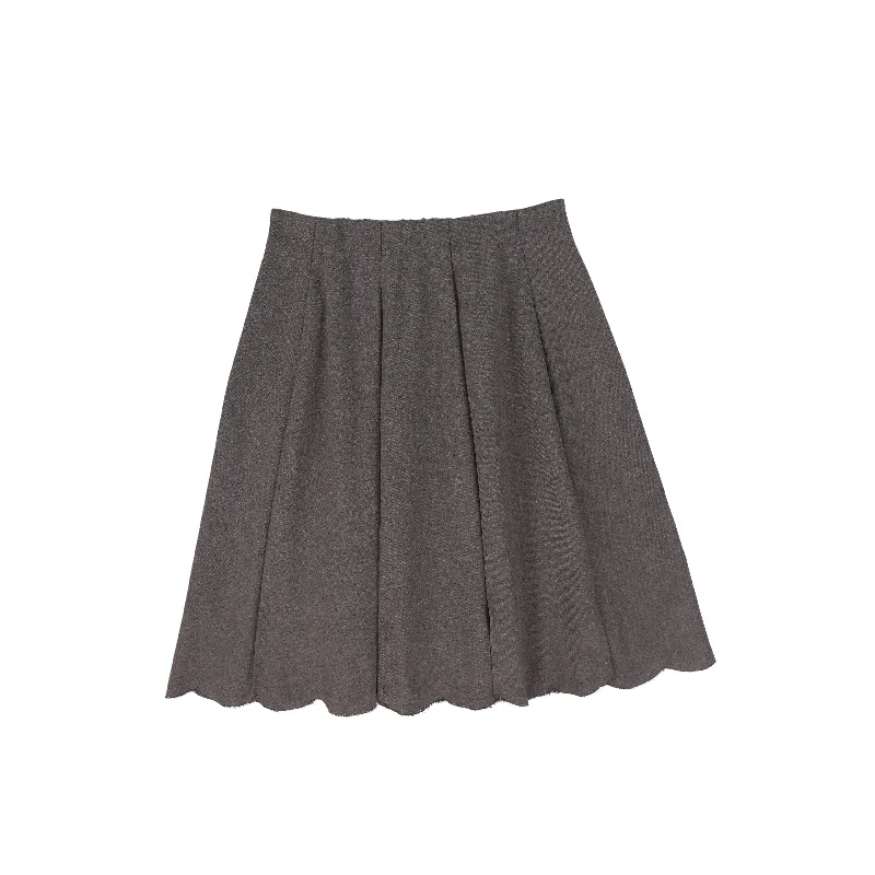 Bace Charcoal Wool Scallop Pleated Skirt tiered skirt playful