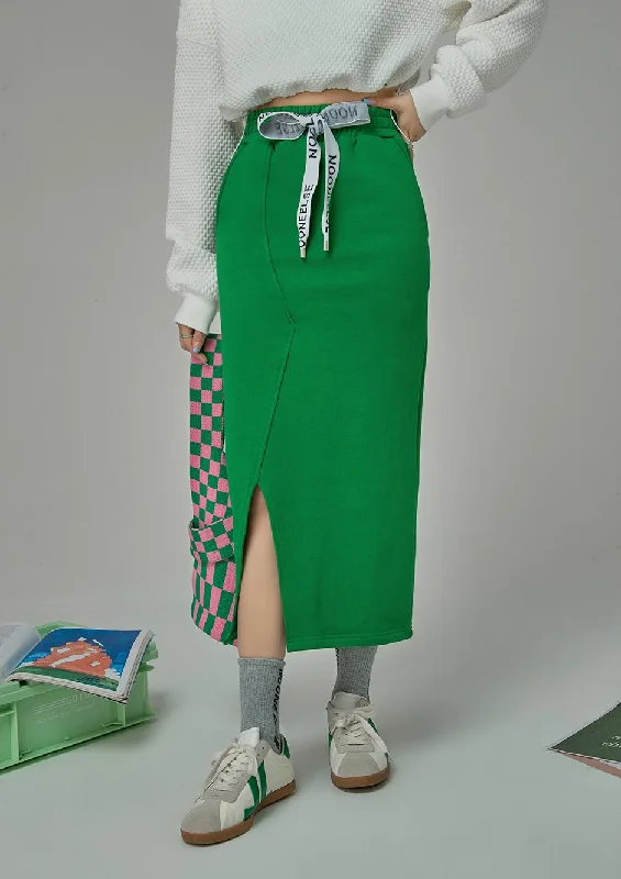 Stop The Rewind Slit Long Skirt linen skirt natural