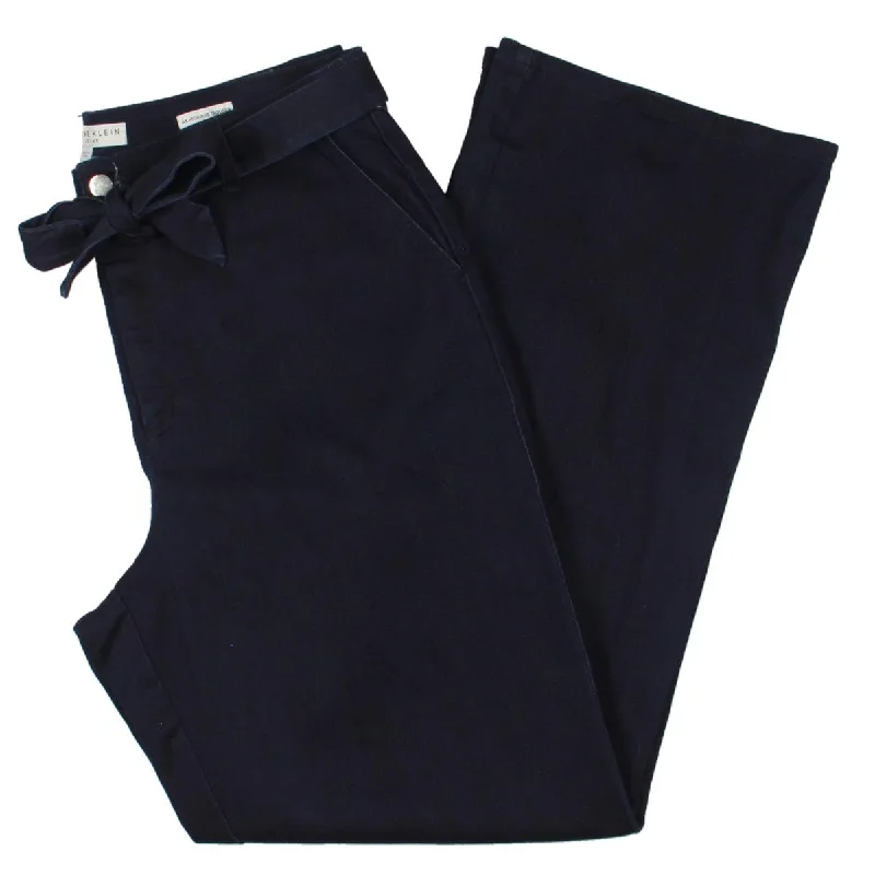 Womens High Rise Tie Waist Flare Jeans Fashionable Slouchy Fit Jeans
