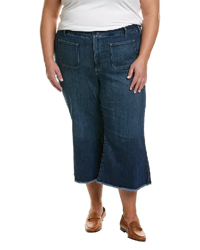 Nydj Plus Patchie Major Wide Leg Capri Fanciful Jean Classic Black Denim Jeans