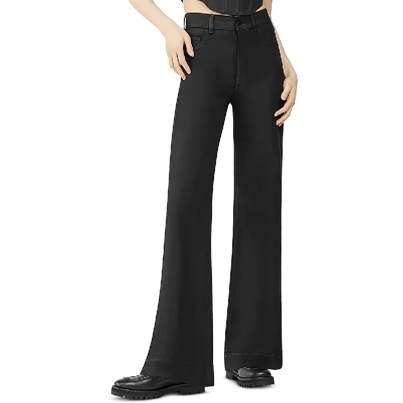 Womens High Rise Coated Wide Leg Jeans Elegant Wide-Leg Jeans