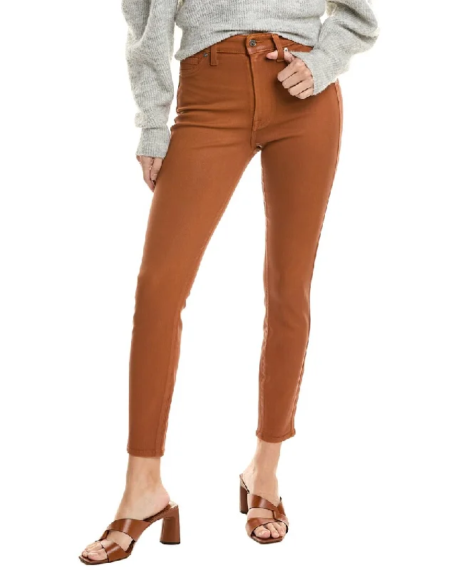 7 For All Mankind High-Waist Chocolate Coated Ankle Skinny Jean Classic Black Denim Jeans