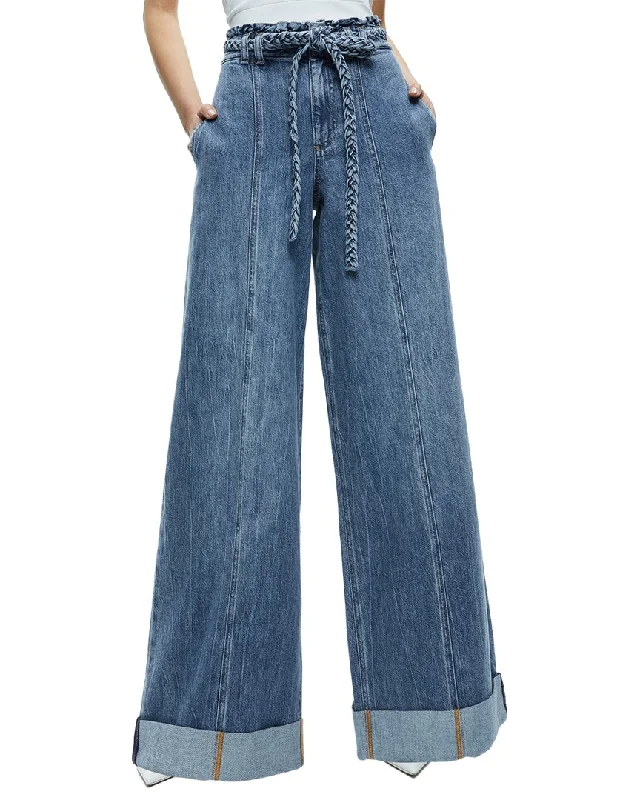 Alice + Olivia Harriet High-Rise Wide Leg Paperbag Jean Trendy Layered Pocket Jeans