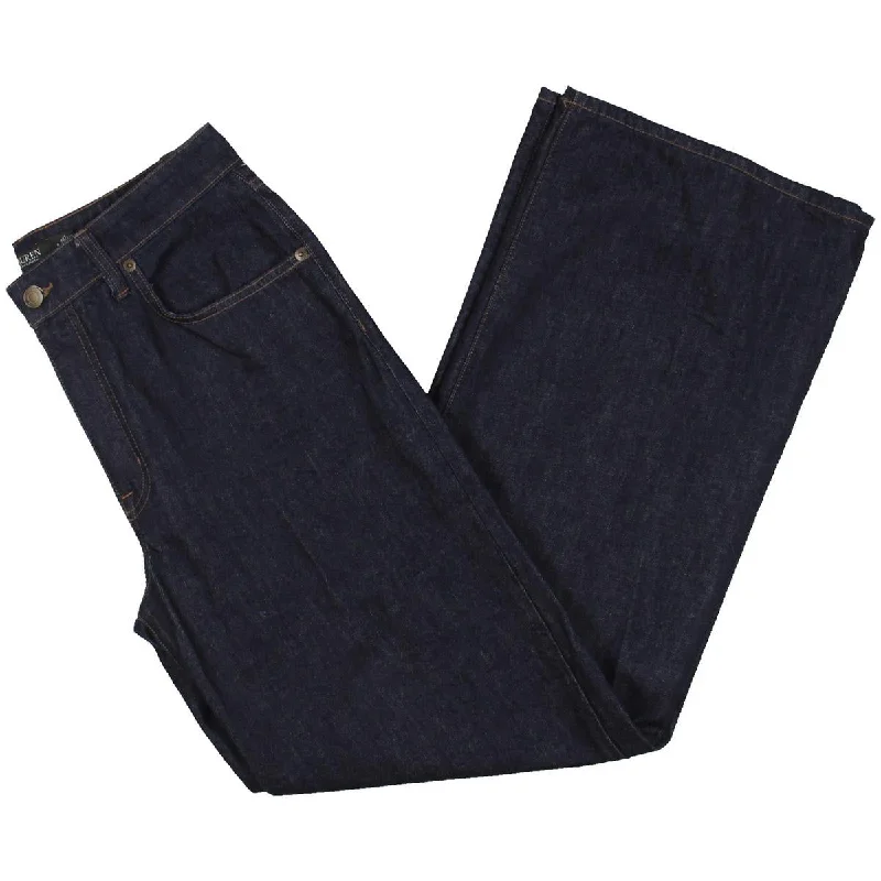 Womens Mid-Rise Everyday Wide Leg Jeans Chic Rolled Cuff Denim Jeans