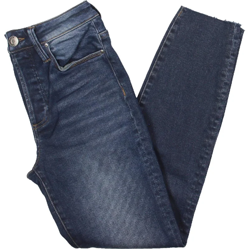 Charlize Womens High Rise Ankle Cigarette Jeans Chic Faded Blue Jeans