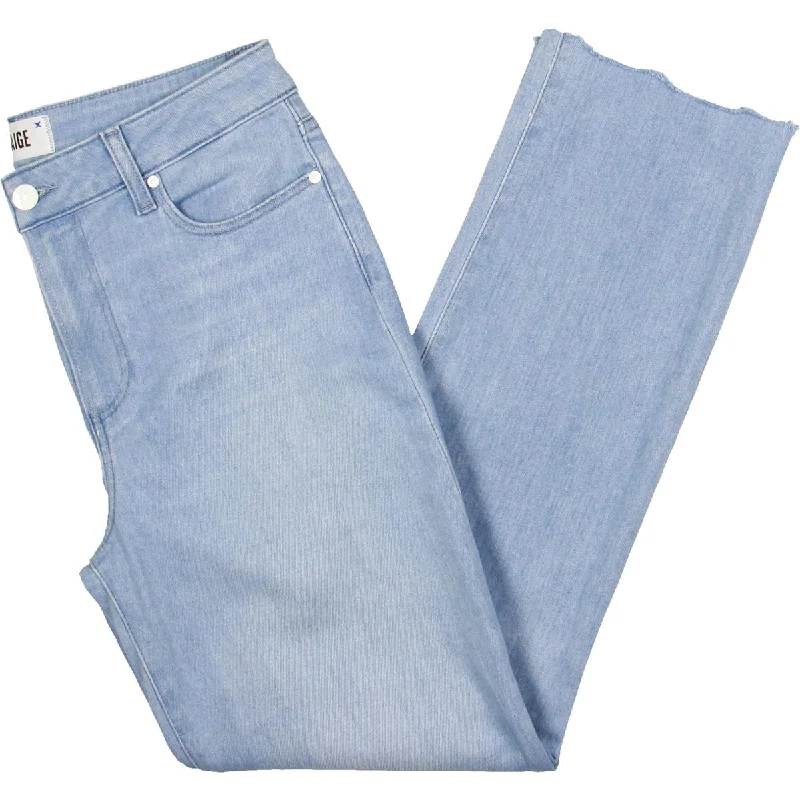 Cindy Womens High Rise Ankle Straight Leg Jeans Elegant Raw Hem Jeans