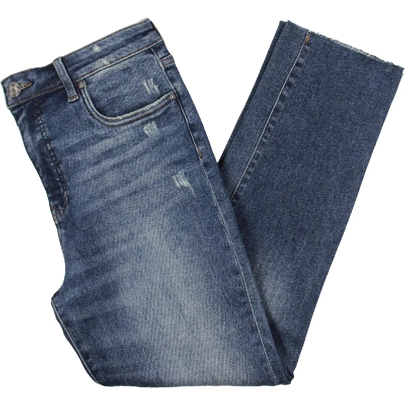 Reese Womens High Rise Straight Leg Ankle Jeans Comfortable Dark Wash Jeans