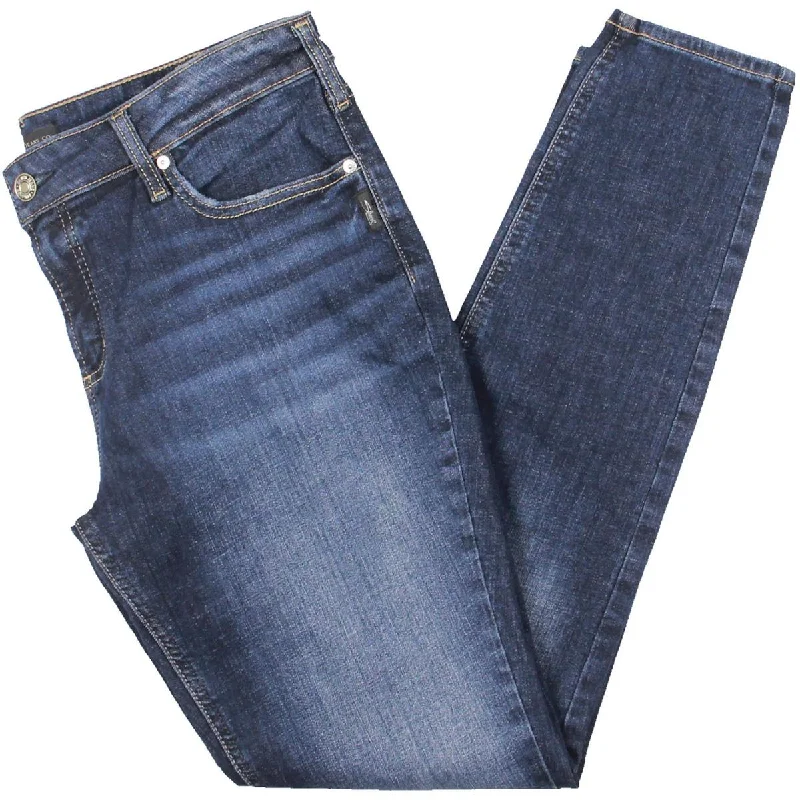 Elyse Womens Mid-Rise Comfort Fit Skinny Jeans Classic Black Denim Jeans