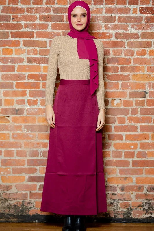 Burgundy Pencil Maxi Skirt-CLEARANCE leather skirt refined