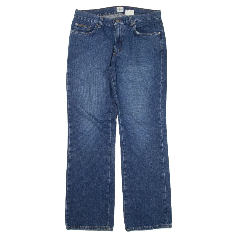 CALVIN KLEIN Jeans Blue Denim Regular Straight Womens W32 L32 Chic Dark-Wash Skinny Jeans