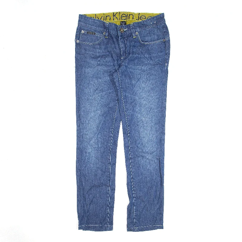 CALVIN KLEIN JEANS Jeans Blue Denim Slim Straight Womens W28 L28 Chic Rolled Cuff Denim Jeans