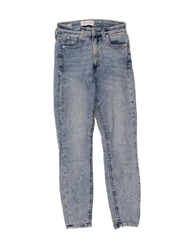 CALVIN KLEIN Womens High Rise Skinny Jeans W25 L27 Blue Cotton Stylish High-Waisted Denim
